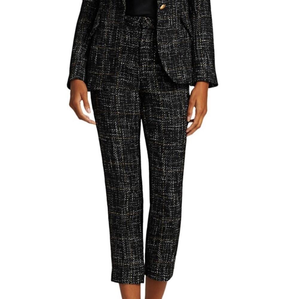 NWT L’agence Logan Tweed Trousers Size 2 Black Gold